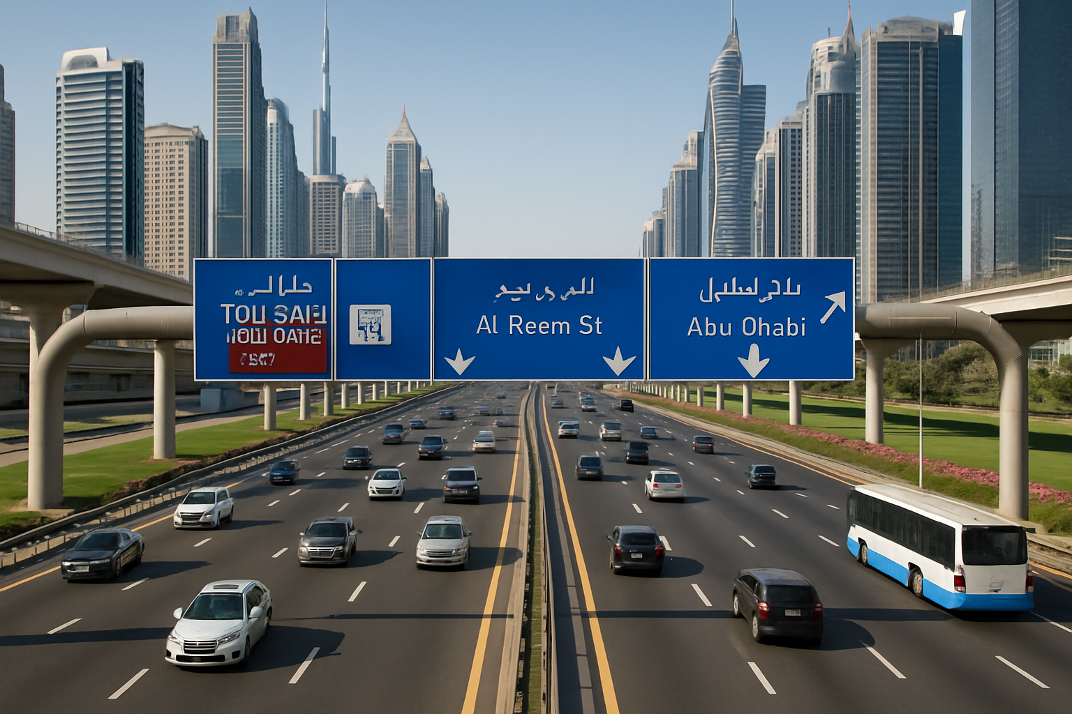 Dubai toll road system with smooth traffic flow